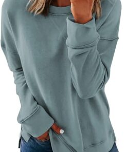 Dokotoo Women's Casual Crew Neck Sweatshirt Loose Soft Long Sleeve Pullover Tops
