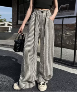 Girls' striped wide-leg pants - summer lightweight style